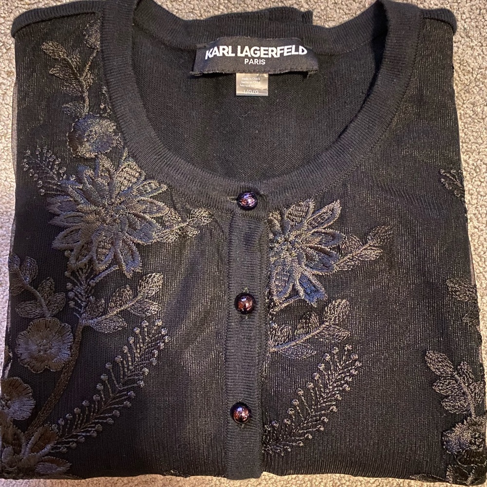 Karl Lagerfeld black cardigan size L like new